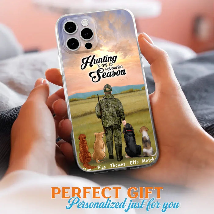 Custom Personalized Hunting Phone Case - Man/Woman With Upto 4 Dogs - Phone Case For iPhone And Samsung - 4168OK