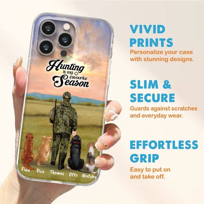 Custom Personalized Hunting Phone Case - Man/Woman With Upto 4 Dogs - Phone Case For iPhone And Samsung - 4168OK