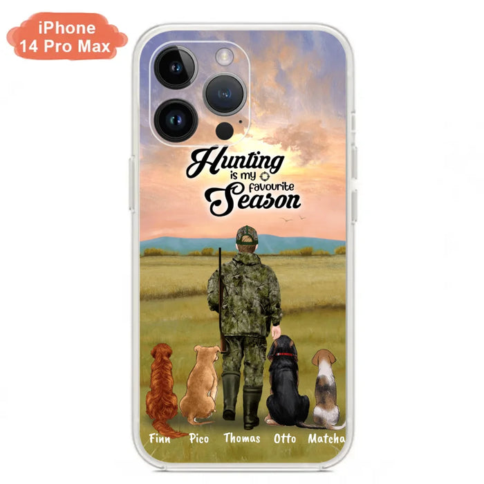 Custom Personalized Hunting Phone Case - Man/Woman With Upto 4 Dogs - Phone Case For iPhone And Samsung - 4168OK