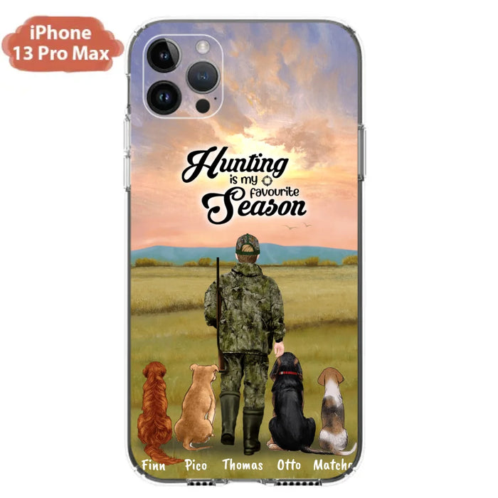 Custom Personalized Hunting Phone Case - Man/Woman With Upto 4 Dogs - Phone Case For iPhone And Samsung - 4168OK