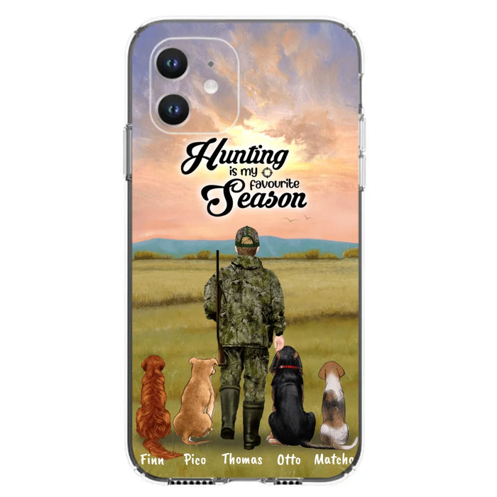 Custom Personalized Hunting Phone Case - Man/Woman With Upto 4 Dogs - Phone Case For iPhone And Samsung - 4168OK