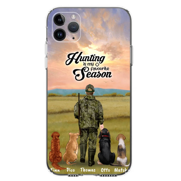 Custom Personalized Hunting Phone Case - Man/Woman With Upto 4 Dogs - Phone Case For iPhone And Samsung - 4168OK