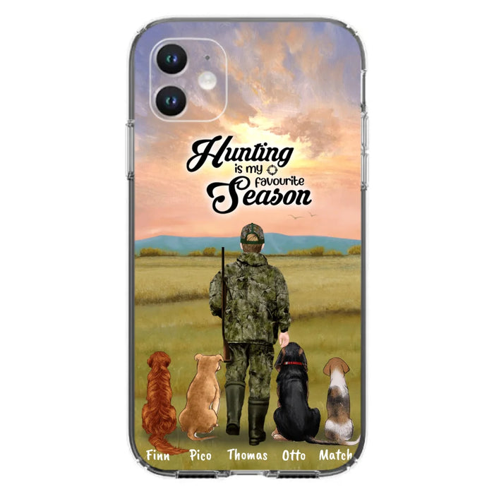 Custom Personalized Hunting Phone Case - Man/Woman With Upto 4 Dogs - Phone Case For iPhone And Samsung - 4168OK