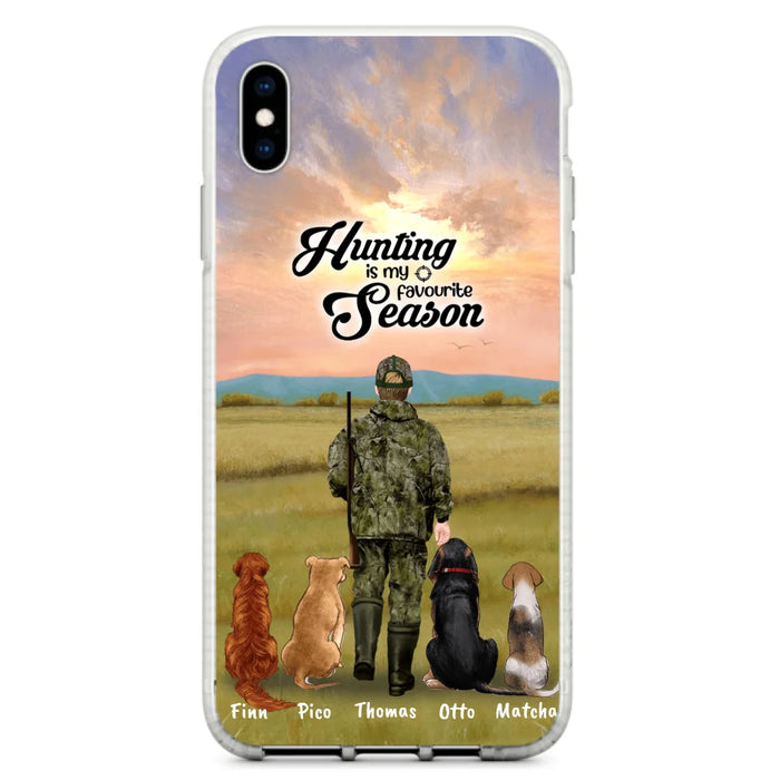 Custom Personalized Hunting Phone Case - Man/Woman With Upto 4 Dogs - Phone Case For iPhone And Samsung - 4168OK