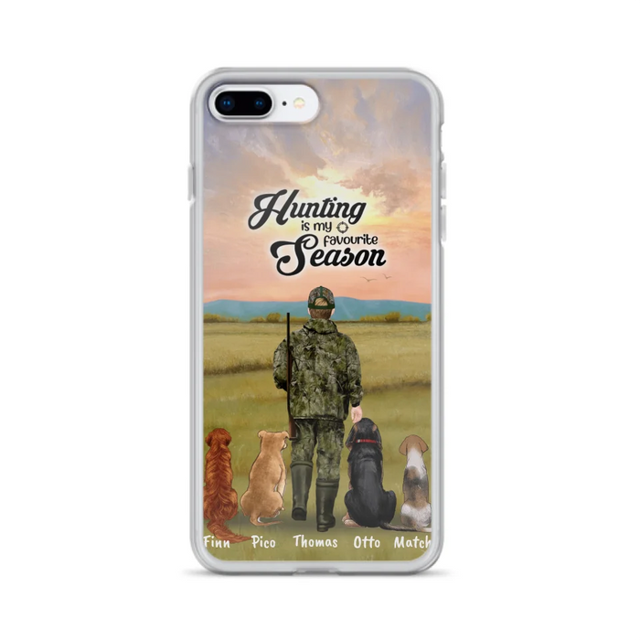 Custom Personalized Hunting Phone Case - Man/Woman With Upto 4 Dogs - Phone Case For iPhone And Samsung - 4168OK