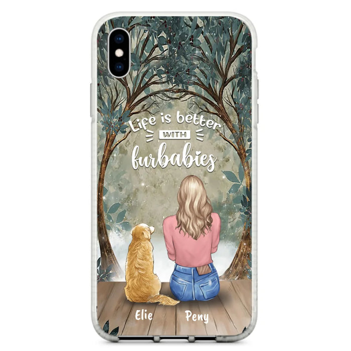 Custom Personalized Pet Mom Phone Case - Girl With Upto 5 Pets - Life Is Better With Furbabies -Phone Case For iPhone And Samsung