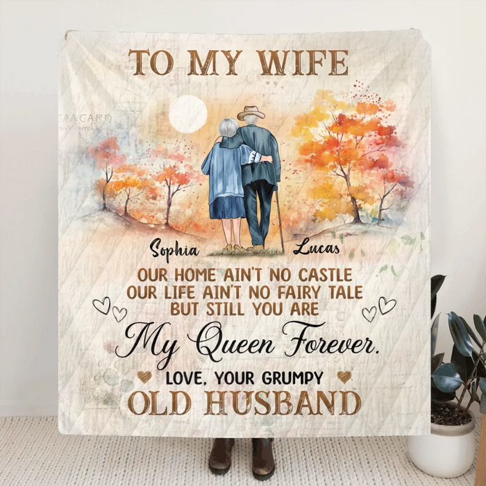 Custom Personalized Old Couple Quilt/ Fleece Throw Blanket - Gift Idea For Wife From Husband - Still You Are My Queen Forever