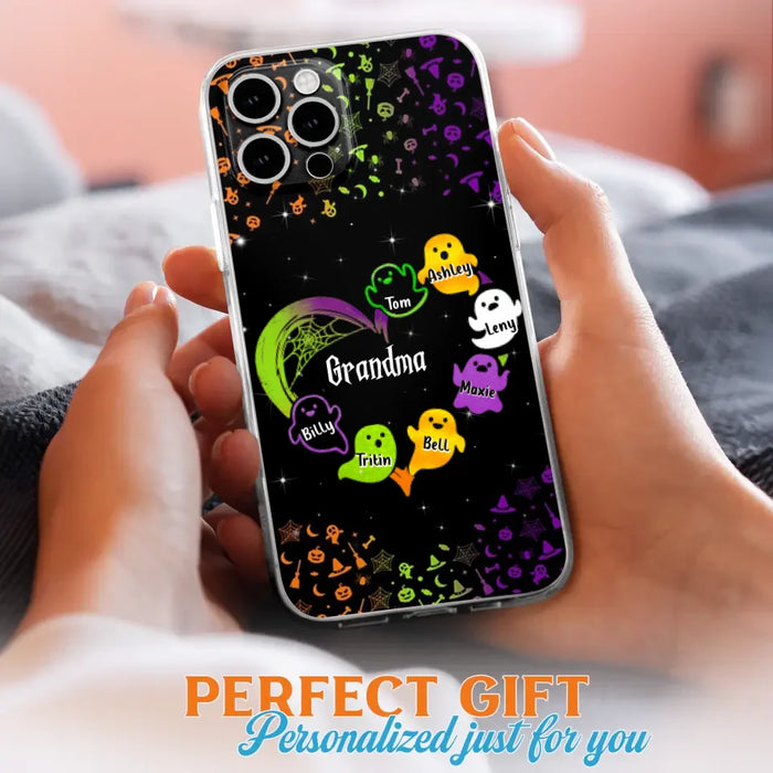 Custom Personalized Grandma and Grandkids Ghost iPhone/Samsung Case - Halloween gift for Grandma - Up to 7 Grandkids