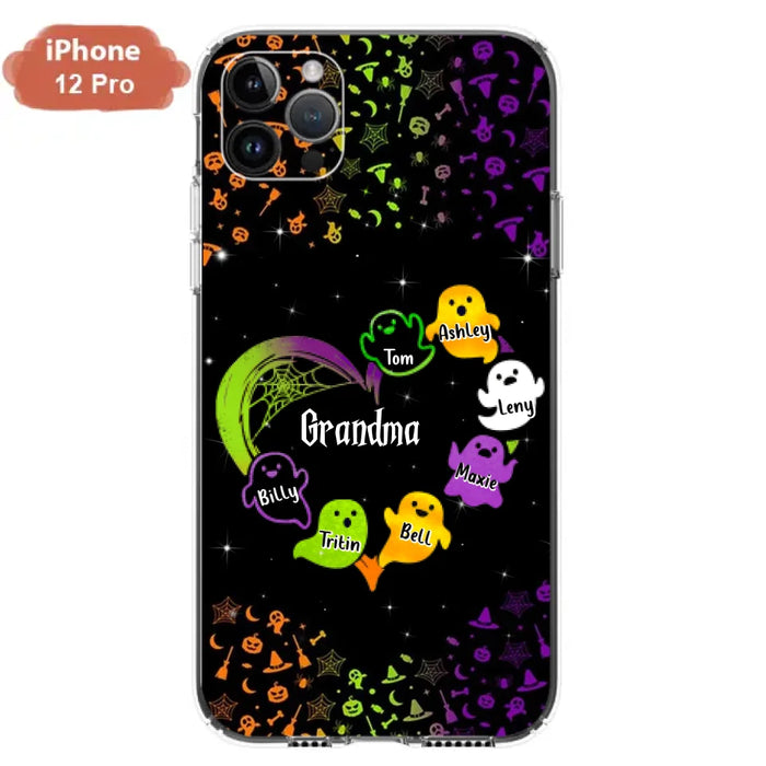 Custom Personalized Grandma and Grandkids Ghost iPhone/Samsung Case - Halloween gift for Grandma - Up to 7 Grandkids