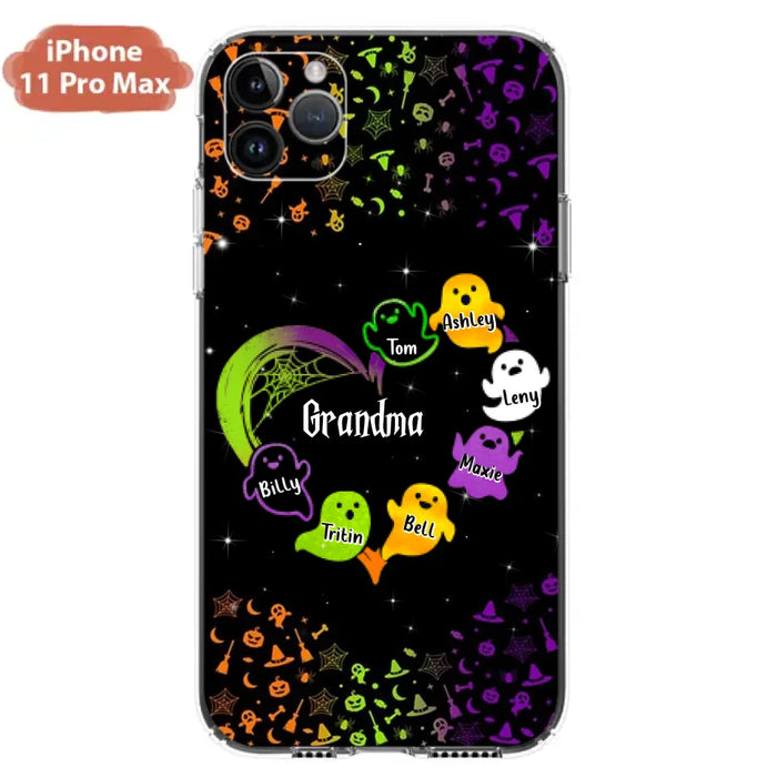 Custom Personalized Grandma and Grandkids Ghost iPhone/Samsung Case - Halloween gift for Grandma - Up to 7 Grandkids