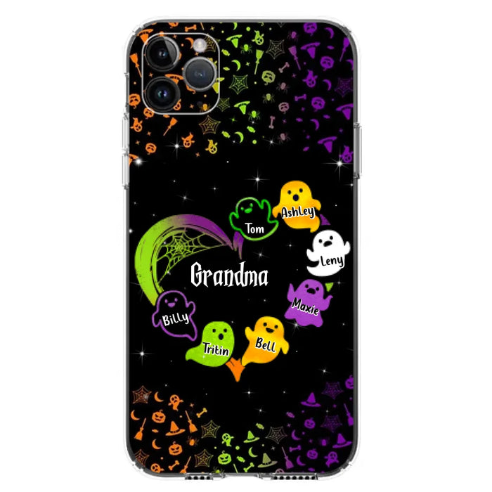 Custom Personalized Grandma and Grandkids Ghost iPhone/Samsung Case - Halloween gift for Grandma - Up to 7 Grandkids