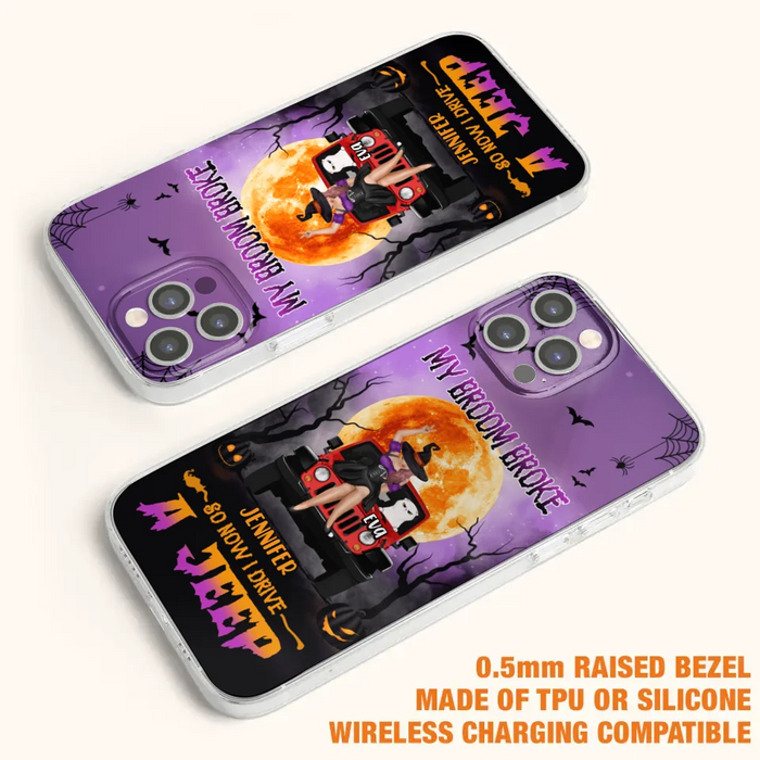 Custom Personalized Off-road Girl Phone Case - Upto 4 Cats - Halloween Gift Idea For Off-road Lovers/Cat Lovers - My Broom Broke - Case for iPhone/Samsung