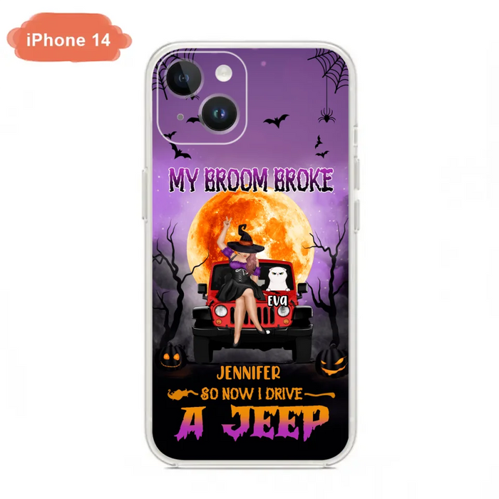 Custom Personalized Off-road Girl Phone Case - Upto 4 Cats - Halloween Gift Idea For Off-road Lovers/Cat Lovers - My Broom Broke - Case for iPhone/Samsung