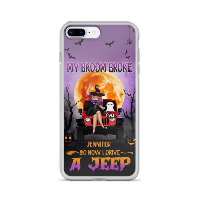 Custom Personalized Off-road Girl Phone Case - Upto 4 Cats - Halloween Gift Idea For Off-road Lovers/Cat Lovers - My Broom Broke - Case for iPhone/Samsung