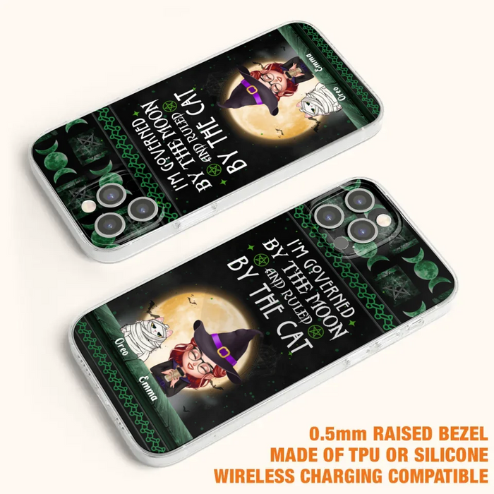 Custom Personalized Cats Witch Phone Case - Halloween Gift For Cat Lover - Governed By The Moon, Ruled By The Cats - Case For iPhone And Samsung