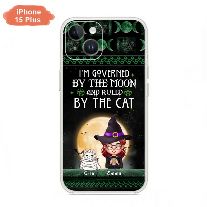 Custom Personalized Cats Witch Phone Case - Halloween Gift For Cat Lover - Governed By The Moon, Ruled By The Cats - Case For iPhone And Samsung