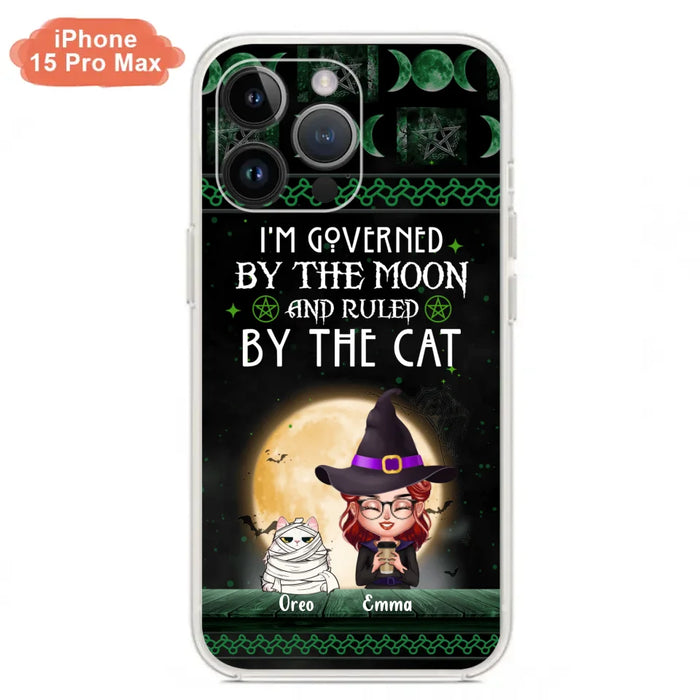 Custom Personalized Cats Witch Phone Case - Halloween Gift For Cat Lover - Governed By The Moon, Ruled By The Cats - Case For iPhone And Samsung