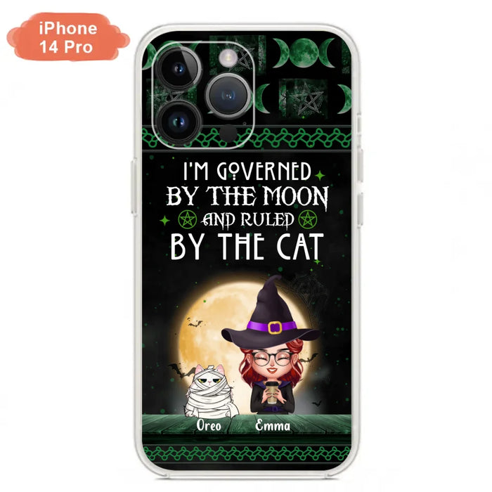 Custom Personalized Cats Witch Phone Case - Halloween Gift For Cat Lover - Governed By The Moon, Ruled By The Cats - Case For iPhone And Samsung