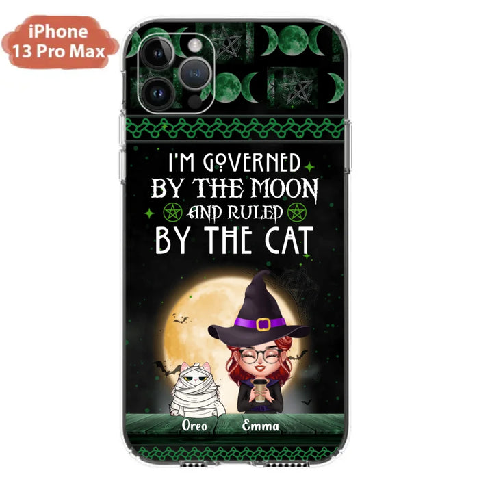 Custom Personalized Cats Witch Phone Case - Halloween Gift For Cat Lover - Governed By The Moon, Ruled By The Cats - Case For iPhone And Samsung