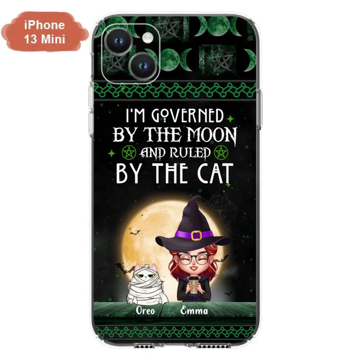 Custom Personalized Cats Witch Phone Case - Halloween Gift For Cat Lover - Governed By The Moon, Ruled By The Cats - Case For iPhone And Samsung