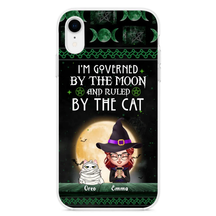 Custom Personalized Cats Witch Phone Case - Halloween Gift For Cat Lover - Governed By The Moon, Ruled By The Cats - Case For iPhone And Samsung