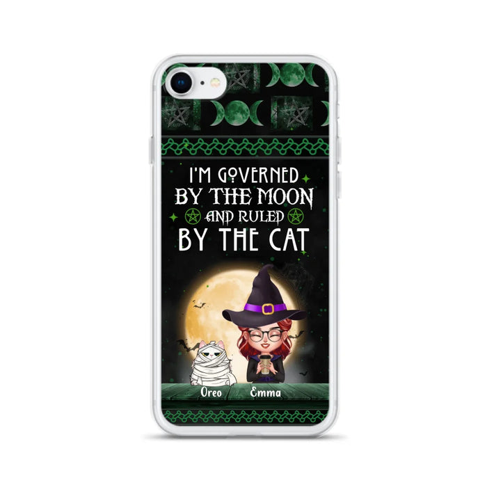 Custom Personalized Cats Witch Phone Case - Halloween Gift For Cat Lover - Governed By The Moon, Ruled By The Cats - Case For iPhone And Samsung