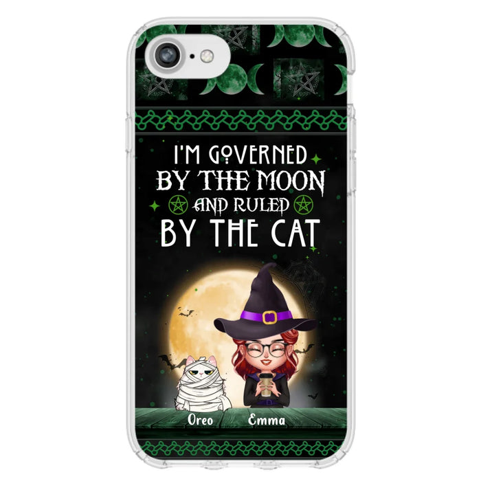 Custom Personalized Cats Witch Phone Case - Halloween Gift For Cat Lover - Governed By The Moon, Ruled By The Cats - Case For iPhone And Samsung