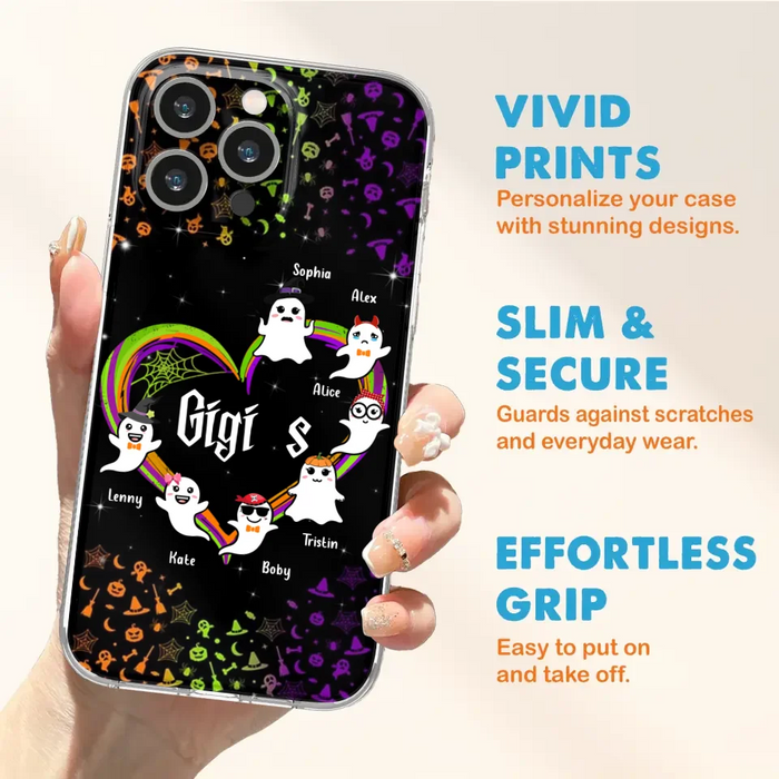 Custom Personalized Grandma & Grandkids Ghost Phone Case - Up to 7 Grandkids - Halloween Gift For Grandma - Case For iPhone And Samsung