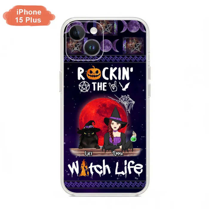 Custom Personalized Pet Witch Phone Case - Up to 3 Pets - Halloween Gift For Dog/ Cat Lover - Rockin' The Witch Life - Case For iPhone And Samsung