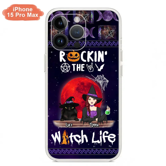 Custom Personalized Pet Witch Phone Case - Up to 3 Pets - Halloween Gift For Dog/ Cat Lover - Rockin' The Witch Life - Case For iPhone And Samsung