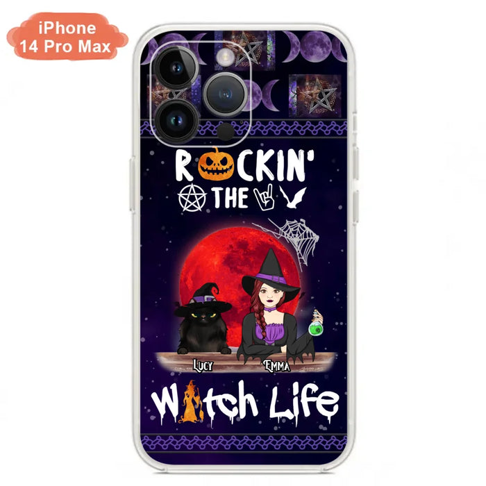 Custom Personalized Pet Witch Phone Case - Up to 3 Pets - Halloween Gift For Dog/ Cat Lover - Rockin' The Witch Life - Case For iPhone And Samsung