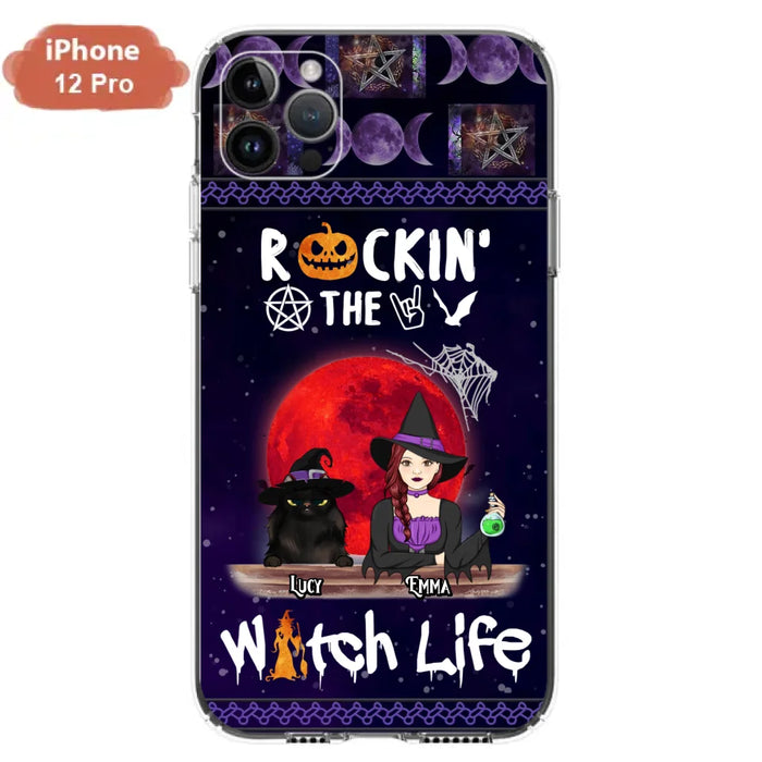 Custom Personalized Pet Witch Phone Case - Up to 3 Pets - Halloween Gift For Dog/ Cat Lover - Rockin' The Witch Life - Case For iPhone And Samsung