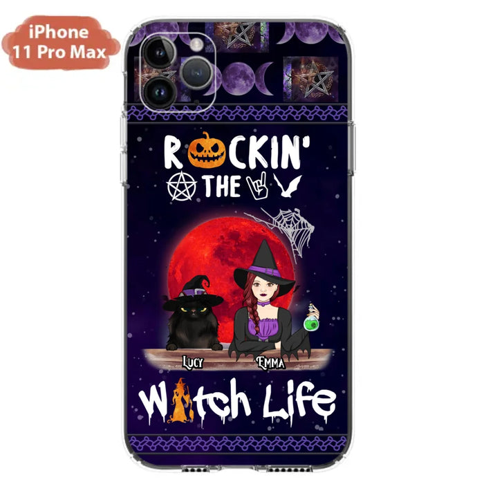 Custom Personalized Pet Witch Phone Case - Up to 3 Pets - Halloween Gift For Dog/ Cat Lover - Rockin' The Witch Life - Case For iPhone And Samsung