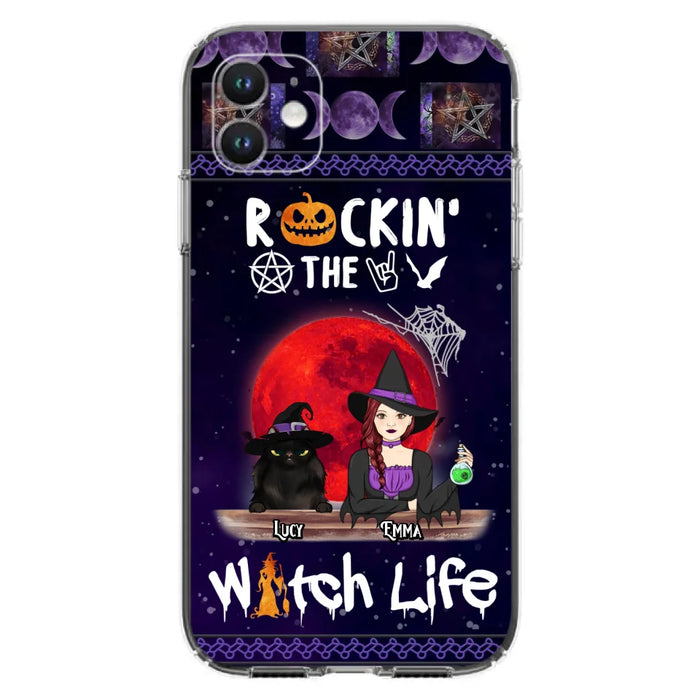 Custom Personalized Pet Witch Phone Case - Up to 3 Pets - Halloween Gift For Dog/ Cat Lover - Rockin' The Witch Life - Case For iPhone And Samsung