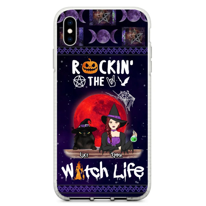 Custom Personalized Pet Witch Phone Case - Up to 3 Pets - Halloween Gift For Dog/ Cat Lover - Rockin' The Witch Life - Case For iPhone And Samsung