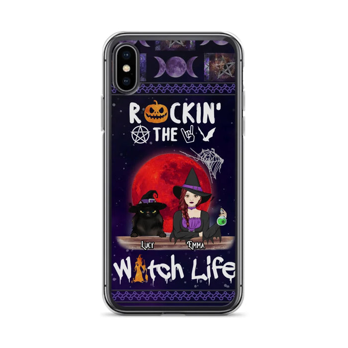 Custom Personalized Pet Witch Phone Case - Up to 3 Pets - Halloween Gift For Dog/ Cat Lover - Rockin' The Witch Life - Case For iPhone And Samsung