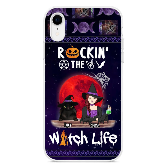 Custom Personalized Pet Witch Phone Case - Up to 3 Pets - Halloween Gift For Dog/ Cat Lover - Rockin' The Witch Life - Case For iPhone And Samsung