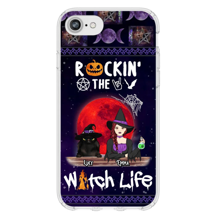 Custom Personalized Pet Witch Phone Case - Up to 3 Pets - Halloween Gift For Dog/ Cat Lover - Rockin' The Witch Life - Case For iPhone And Samsung