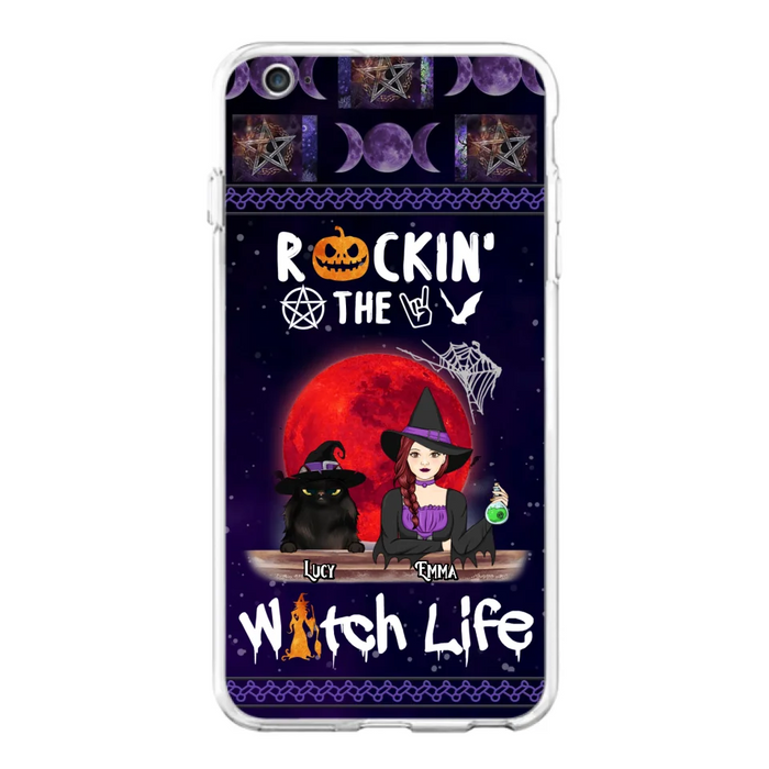 Custom Personalized Pet Witch Phone Case - Up to 3 Pets - Halloween Gift For Dog/ Cat Lover - Rockin' The Witch Life - Case For iPhone And Samsung