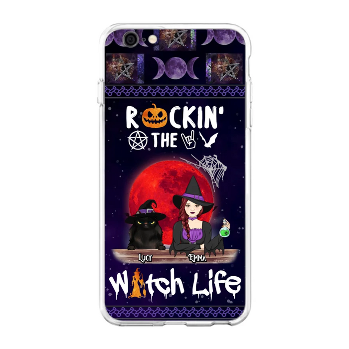 Custom Personalized Pet Witch Phone Case - Up to 3 Pets - Halloween Gift For Dog/ Cat Lover - Rockin' The Witch Life - Case For iPhone And Samsung