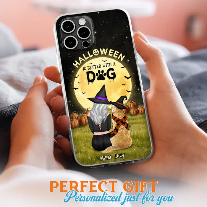 Custom Personalized Halloween Phone Case for iPhone/ Samsung - Gift Idea For Dog Owner with up to 4 Dogs - Halloween Is Better With A Dog