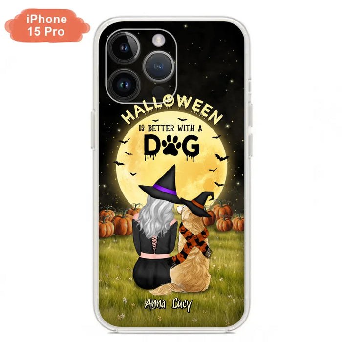 Custom Personalized Halloween Phone Case for iPhone/ Samsung - Gift Idea For Dog Owner with up to 4 Dogs - Halloween Is Better With A Dog