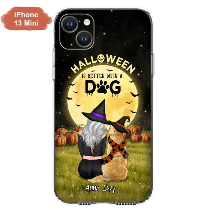 Custom Personalized Halloween Phone Case for iPhone/ Samsung - Gift Idea For Dog Owner with up to 4 Dogs - Halloween Is Better With A Dog