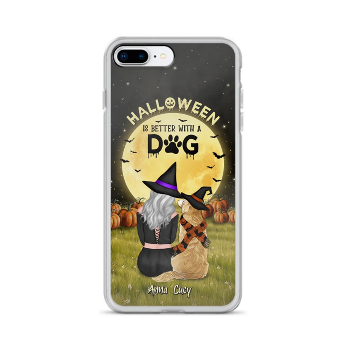 Custom Personalized Halloween Phone Case for iPhone/ Samsung - Gift Idea For Dog Owner with up to 4 Dogs - Halloween Is Better With A Dog