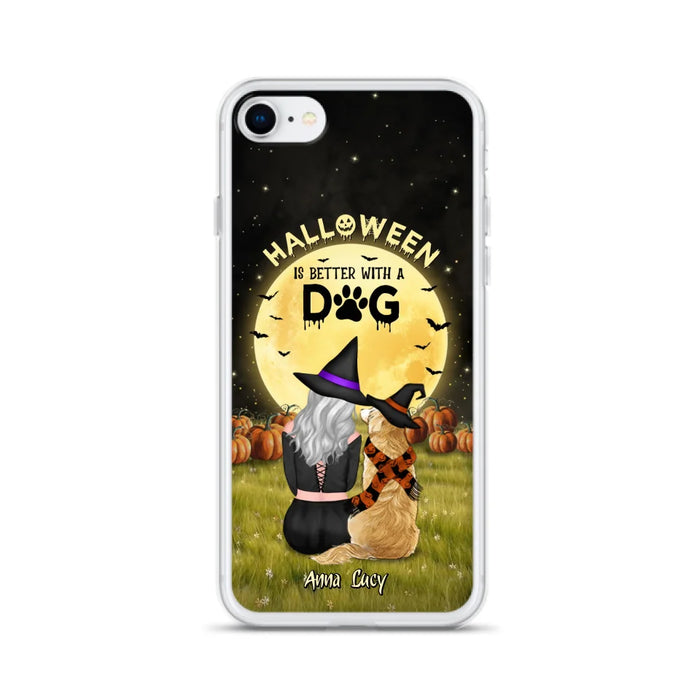 Custom Personalized Halloween Phone Case for iPhone/ Samsung - Gift Idea For Dog Owner with up to 4 Dogs - Halloween Is Better With A Dog