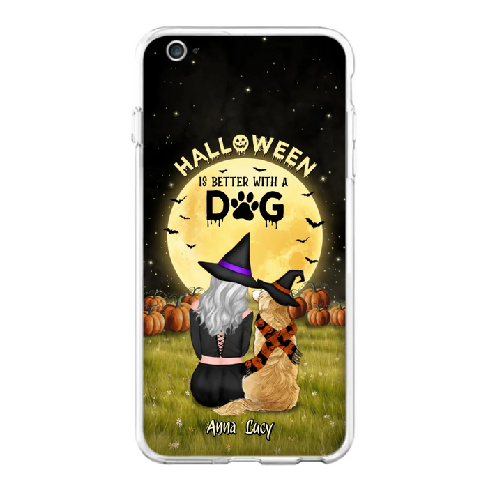 Custom Personalized Halloween Phone Case for iPhone/ Samsung - Gift Idea For Dog Owner with up to 4 Dogs - Halloween Is Better With A Dog