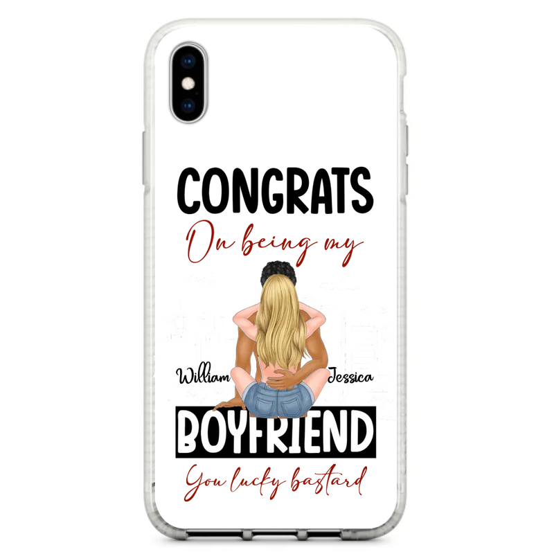 Personalized Couple Phone Case - Gift Idea For Couple/Valentines Day - Congrats On Being My Boyfriend You Lucky Bastard - Case For iPhone/Samsung