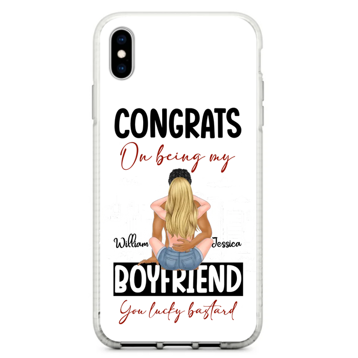 Custom Personalized Couple Phone Case - Gift Idea For Couple/Valentines Day - Congrats On Being My Boyfriend You Lucky Bastard - Case For iPhone/Samsung