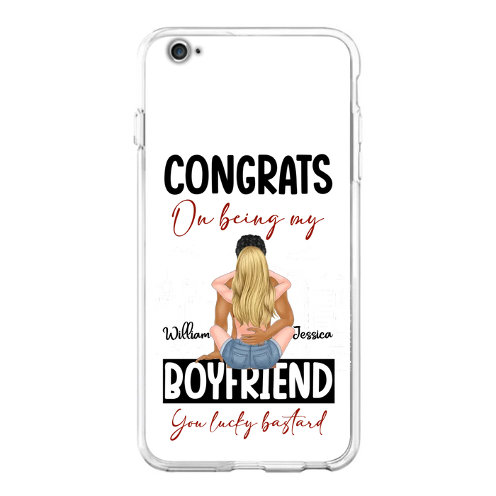 Custom Personalized Couple Phone Case - Gift Idea For Couple/Valentines Day - Congrats On Being My Boyfriend You Lucky Bastard - Case For iPhone/Samsung