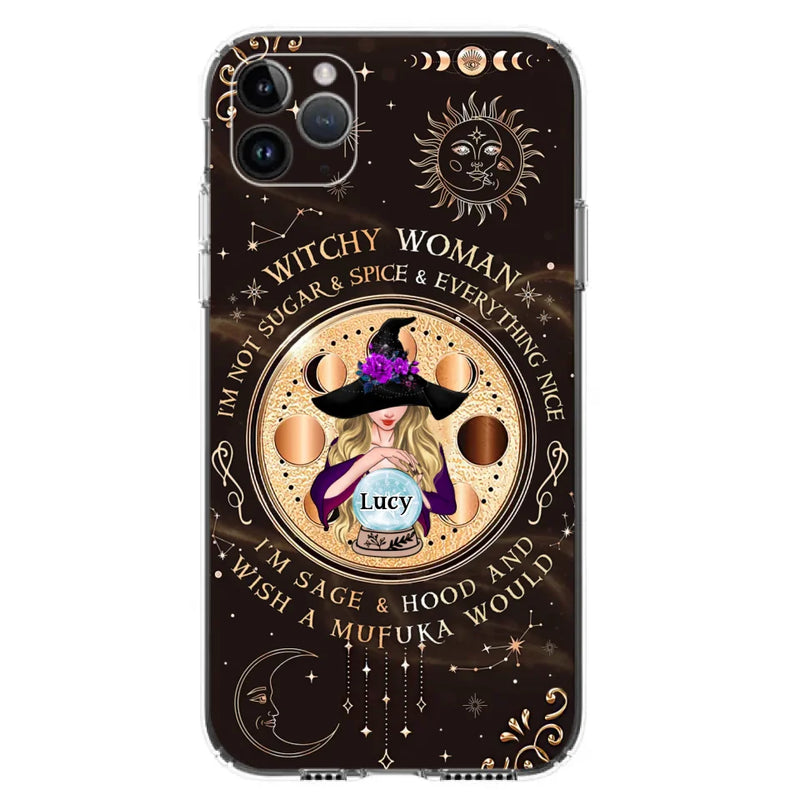 Custom Personalized Witchy Woman Phone Case - Gift Idea For Witch/ Friends/ Birthday/ Halloween Day - I'm Not Sugar & Spice & Everything Nice - Case For iPhone/Samsung